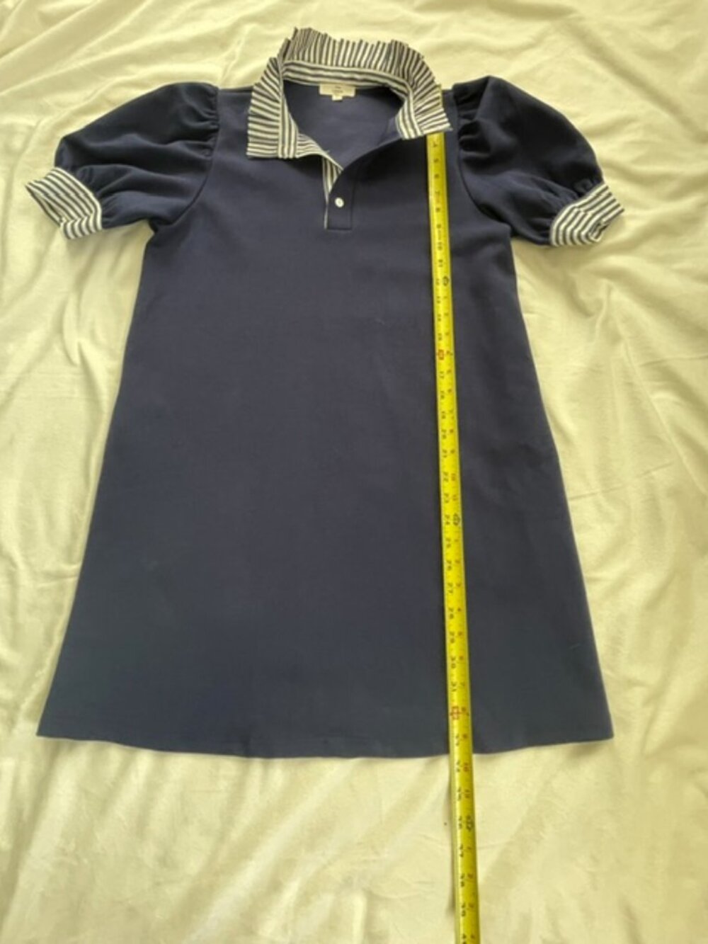 Entro Women's Puff Sleeve Polo Mini Dress, Blue Navy, Size S - Picture 6 of 8